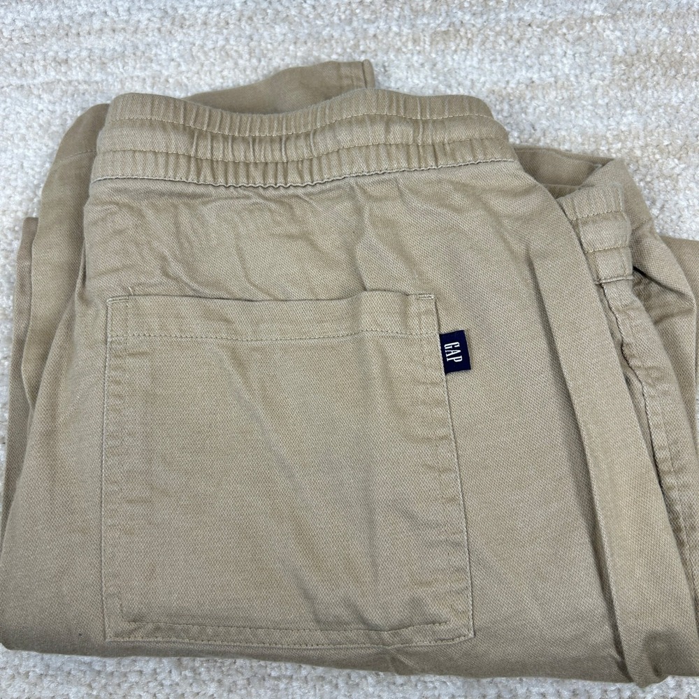 GAP Women Quiet Luxury Elastic Waist Tapered Jogger Pant Khaki Tan L